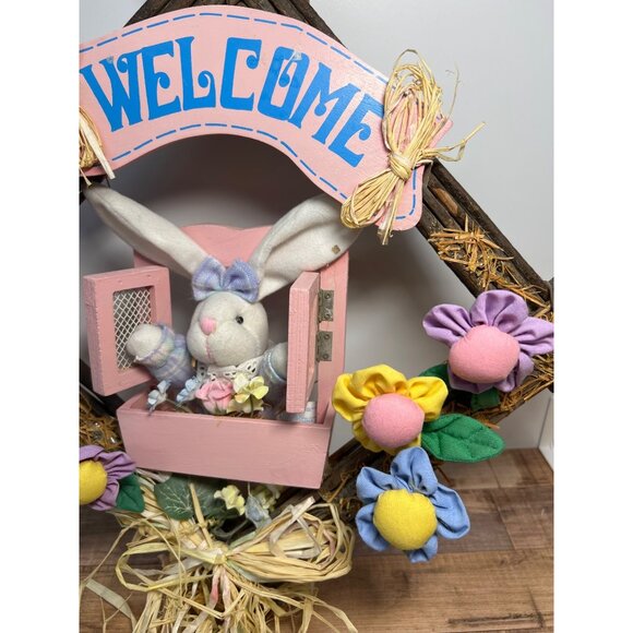 Easter-Themed Welcome Wreath With Bunny & Floral Design 17'' x 17'' - Picture 2 of 5